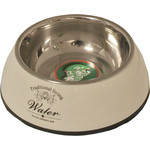 Hondenbak plastic/RVS 'Water/Food' beige, 14 cm.