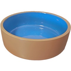 Hondeneetbak steen beige/blauw, 19 cm.