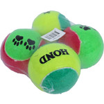 Boon hondenspeelgoed tennisbal hond/paw assorti, pak à 4 stuks.