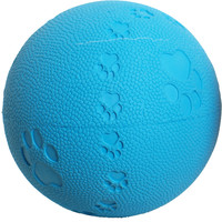 Boon hondenspeelgoed rubber bal pawprint met geluid, 7,5 cm.