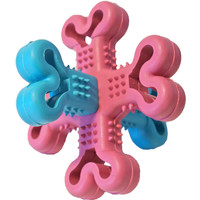 Boon hondenspeelgoed rubber cross bone 12 cm, blauw/roze.