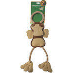 Boon hondenspeelgoed natural bot vogel met touw en piep, 50 cm.