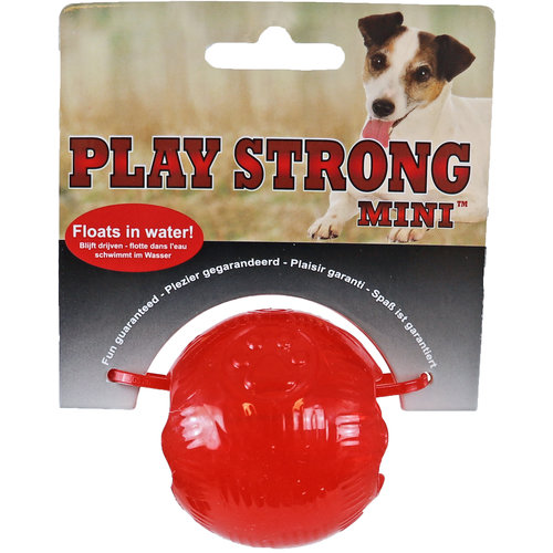 Play en Dental Strong Play Strong hondenspeelgoed rubber mini bal 5,5 cm, rood.