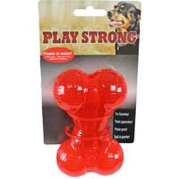 Play en Dental Strong Play Strong hondenspeelgoed rubber bot 11,5 cm, rood.
