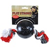 Play en Dental Strong Play Strong hondenspeelgoed rubber bal met floss 10 cm, zwart.