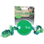 Play en Dental Strong Dental Strong hondenspeelgoed rubber bal met floss 8,5 cm, groen.