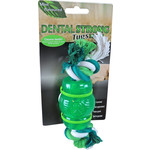 Play en Dental Strong Dental Strong hondenspeelgoed rubber chew met floss 7 cm, groen.