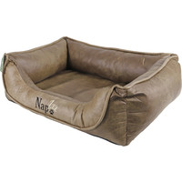 Napzzz Nap'zzz divan leatherlook duo donkerbruin/bruin, 80x60 cm.