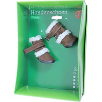 Boony doos à 2 hondenschoen 'Trendy' bruin met bont, XS.