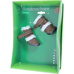 Boony doos à 2 hondenschoen 'Trendy' bruin met bont, XS.