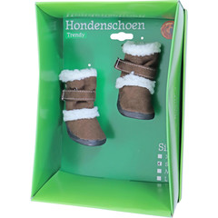 Boony doos à 2 hondenschoen 'Trendy' bruin met bont, S.