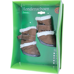 Boony doos à 2 hondenschoen 'Trendy' bruin met bont, L.