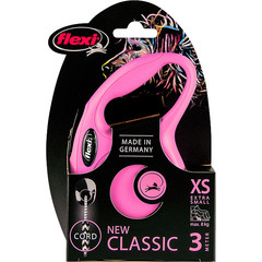 Flexi flexi rollijn CLASSIC cord XS roze, 3 meter.