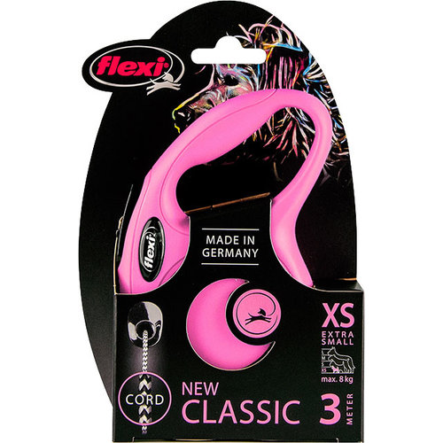 Flexi flexi rollijn CLASSIC cord XS roze, 3 meter.