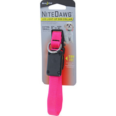 Boony Dog Fashion Nite-Ize Nite Dawg nylon halsband verlicht verstelbaar roze, 20-30 cm.