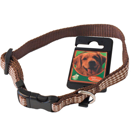Boon Dog fashion Boon Dog fashion halsband nylon verstelbaar 15 mm x 25-40 cm, ruit bruin.