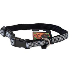 Boon Dog fashion Boon Dog fashion halsband nylon verstelbaar 15 mm x 25-40 cm, ruit zwart.