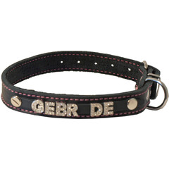 Boon Dog fashion Boon Dog fashion naamhalsband soft gestikt zwart/roze, 12 mm/30 cm.