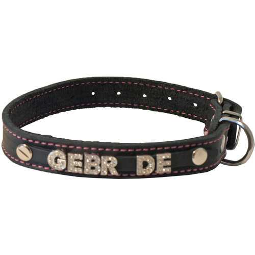 Boon Dog fashion Boon Dog fashion naamhalsband soft gestikt zwart/roze, 18 mm/45 cm.