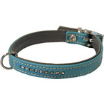 Boon Dog fashion Boon Dog fashion halsband nappa met strass turquoise/grijs, 14 mm/30 cm.