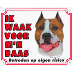 Waakbord groot in kleur, Amerikaanse Staffordshire Terrier.