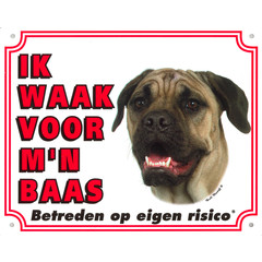 Waakbord groot in kleur, Bull Mastiff.