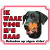 Waakbord groot in kleur, Dobermann.