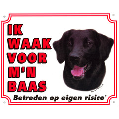 Waakbord groot in kleur, Flatcoated Retriever.