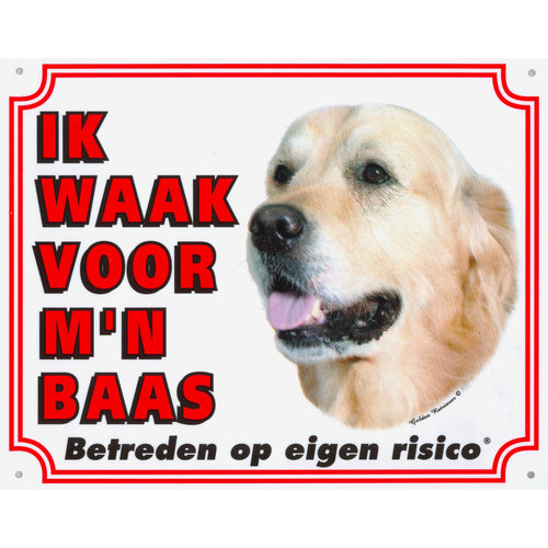 Waakbord groot in kleur, Golden Retriever.