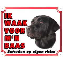 Waakbord groot in kleur, Labrador zwart.