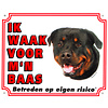 Waakbord groot in kleur, Rottweiler.