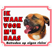 Waakbord groot in kleur, Staffordshire <br />
Bull Terrier.