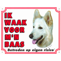 Waakbord groot in kleur, Witte Herder.