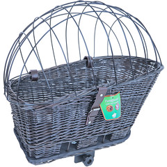 Boon fietsmand riet 42/57 cm voor achterop met rek, grijs.