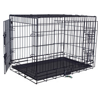 Boon draadkooi 2-deurs premium zwart met plastic lade, 76x48x58 cm.