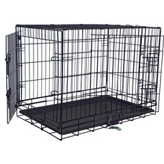 Boon draadkooi 2-deurs premium zwart met plastic lade, 91x55x65 cm.