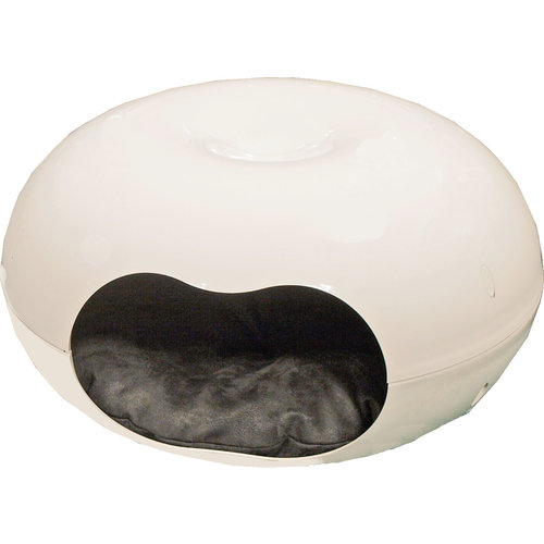 Moderna kattenhuis Donut plastic met kussen, wit.