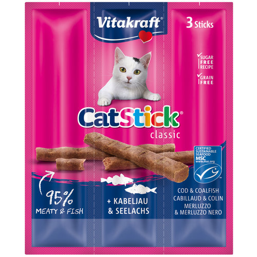 Vitakraft Vitakraft Cat-Stick mini, kabeljauw & tonijn.