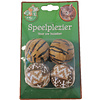 Boon kattenspeelgoed blister a 4 pluche rammelbal, bruin.