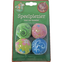 Boon kattenspeelgoed blister a 4 pluche rammelbal, pastel.
