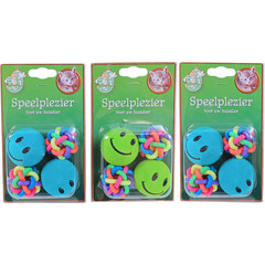 Boon kattenspeelgoed blister a 2 smiley bal en 2 knoopbal.