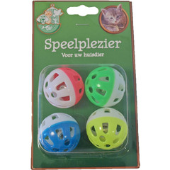 Boon kattenspeelgoed blister a 4 bal met bel zwaar model.