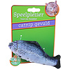 Boon kattenspeelgoed op kaart vis met catnip blauw/grijs, 11 cm.