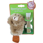 Boon kattenspeelgoed op kaart pluche bever met catnip vulbaar, 17 cm.