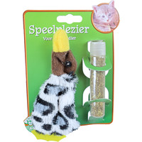 Boon kattenspeelgoed op kaart pluche eend met catnip vulbaar, 15 cm.