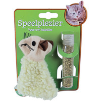 Boon kattenspeelgoed op kaart pluche schaap met catnip vulbaar, 12 cm.
