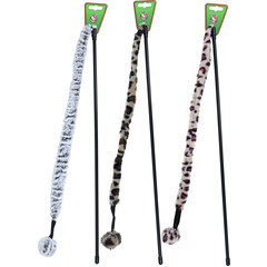 Boon kattenspeelgoed hengel softy met bal en bel, wild print.