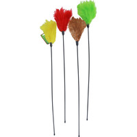 Boon kattenspeelgoed hengel met veren 4 kleuren, assorti.