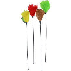 Boon kattenspeelgoed hengel met veren 4 kleuren, assorti.