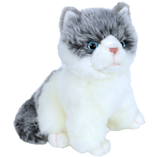 Boony Decoration kitten zittend wit/grijs, 20 cm. - Dierenspeciaalzaak Hereba